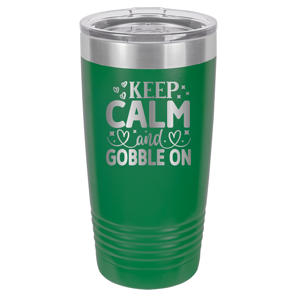 Keep Calm and Gobble On - 20oz Polar Camel Tumbler - Green image