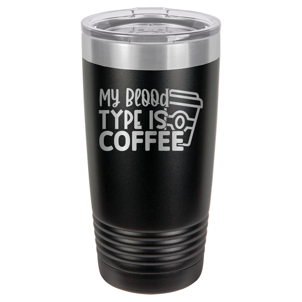 My Blood Type Is Coffee - 20oz Polar Camel Tumbler - Black image