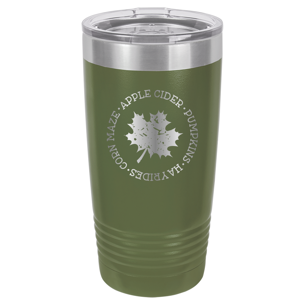 Fall Mug - Apple Cider, Hayrides, Pumpkin Spice, Corn Maze - 20oz Polar Camel Tumbler - Olive Green image