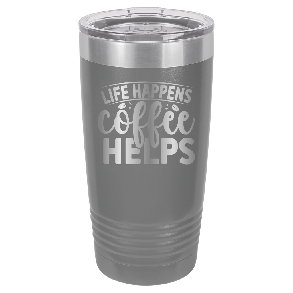 Life Happens Coffee Helps - 20oz Polar Camel Tumbler - Gray image