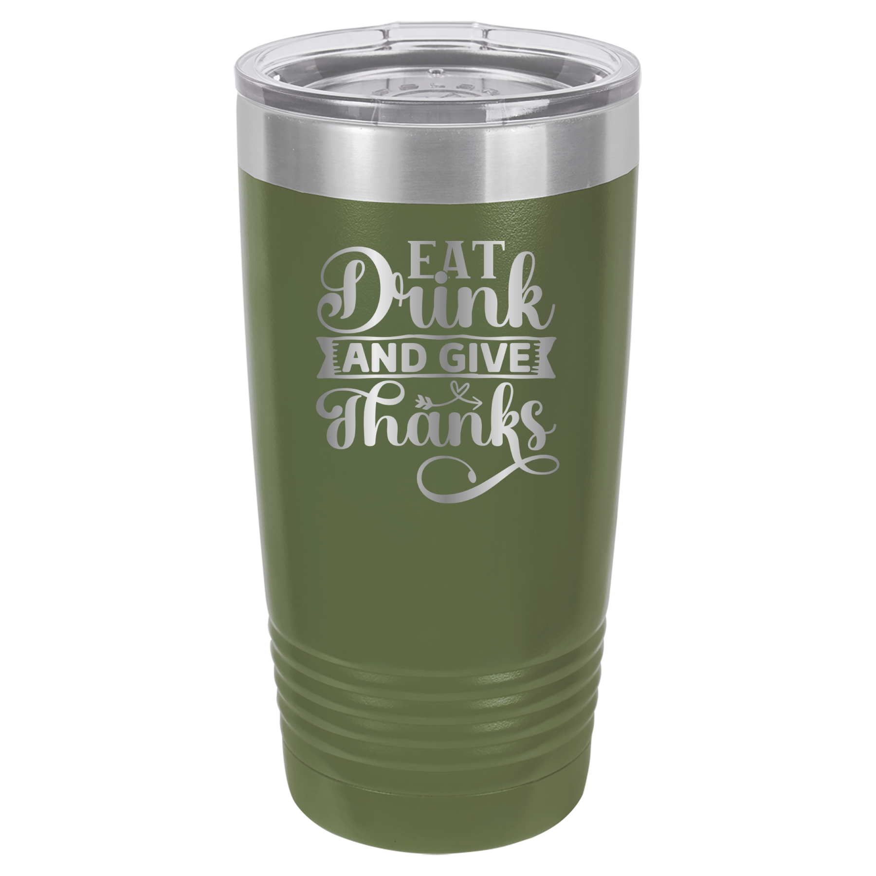 Eat, Drink, Give Thanks - 20oz Polar Camel Tumbler - Olive Green image