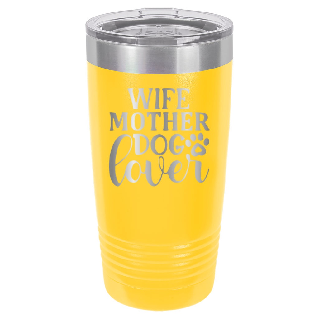 Wife, Mother, Dog Lover - 20oz Polar Camel Tumbler - Yellow image