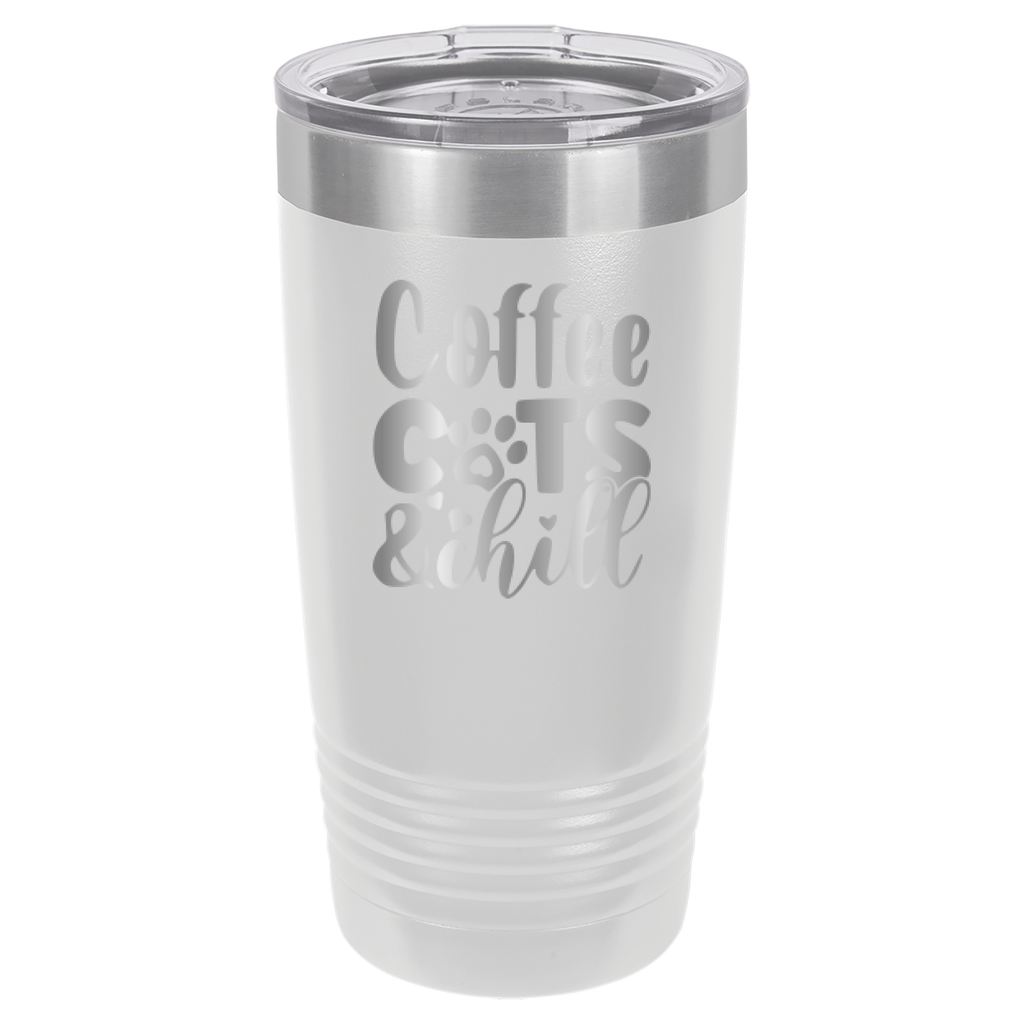 Coffee, Cats, And Chill - 20oz Polar Camel Tumbler - White image