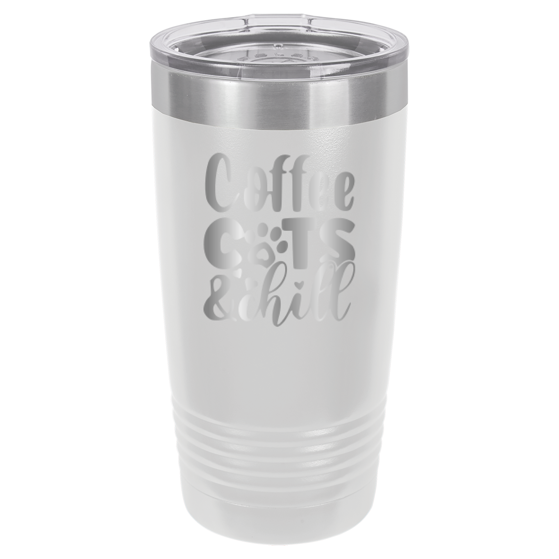 Coffee, Cats, And Chill - 20oz Polar Camel Tumbler - White image
