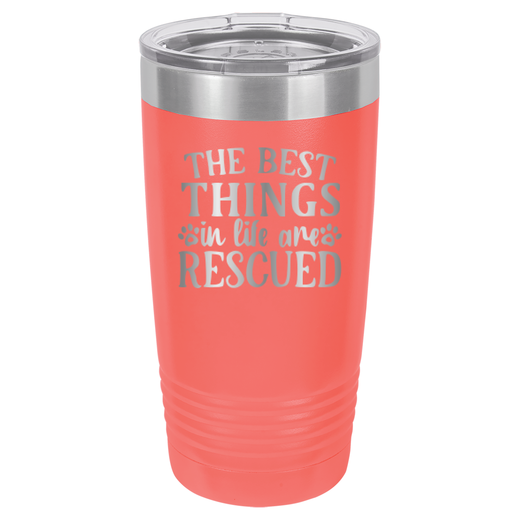 The Best Things In Life Are Rescued - 20oz Polar Camel Tumbler - Coral image