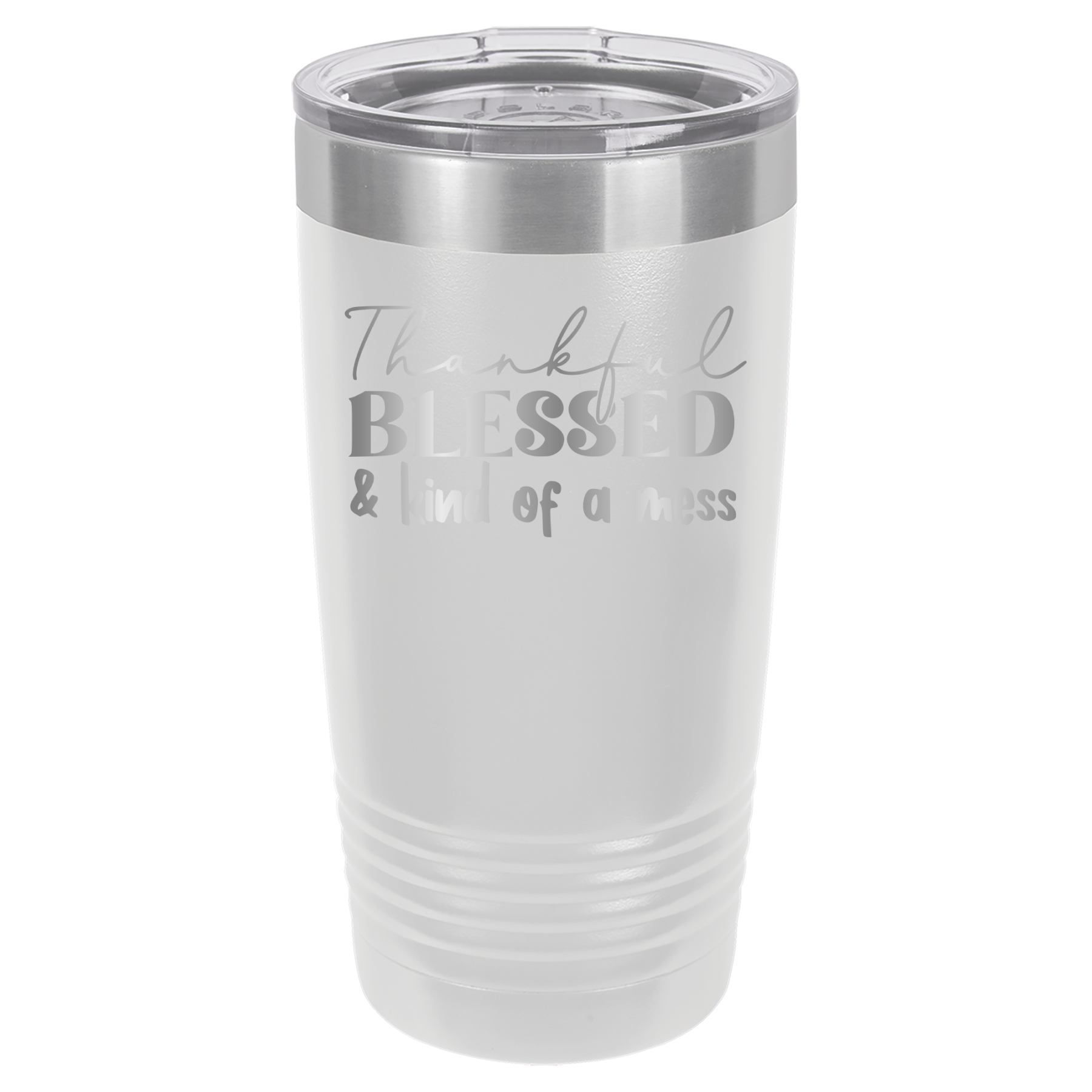 Thankful, Blessed, And Kind Of A Mess - 20oz Polar Camel Tumbler - White image