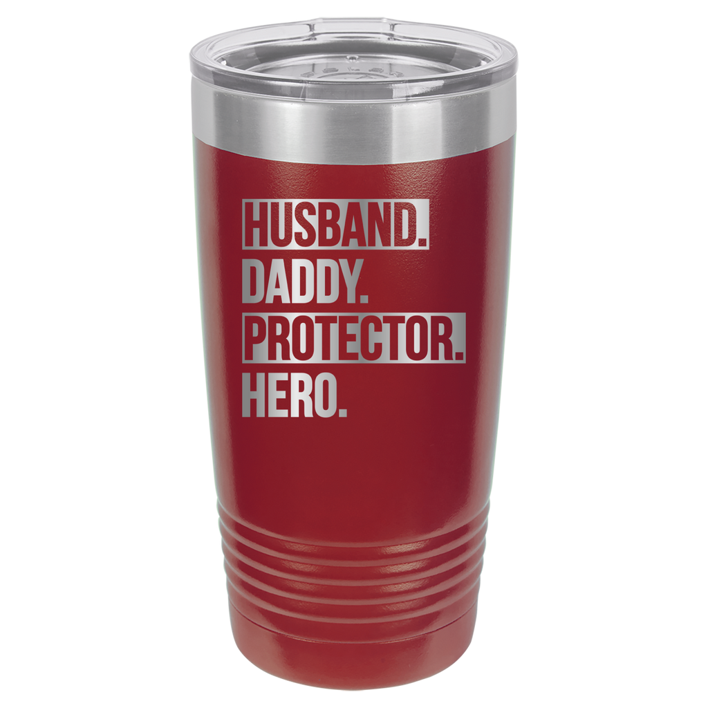 Father's Day "Husband. Daddy. Protector. Hero. 20oz Polar Camel Tumbler - Maroon image