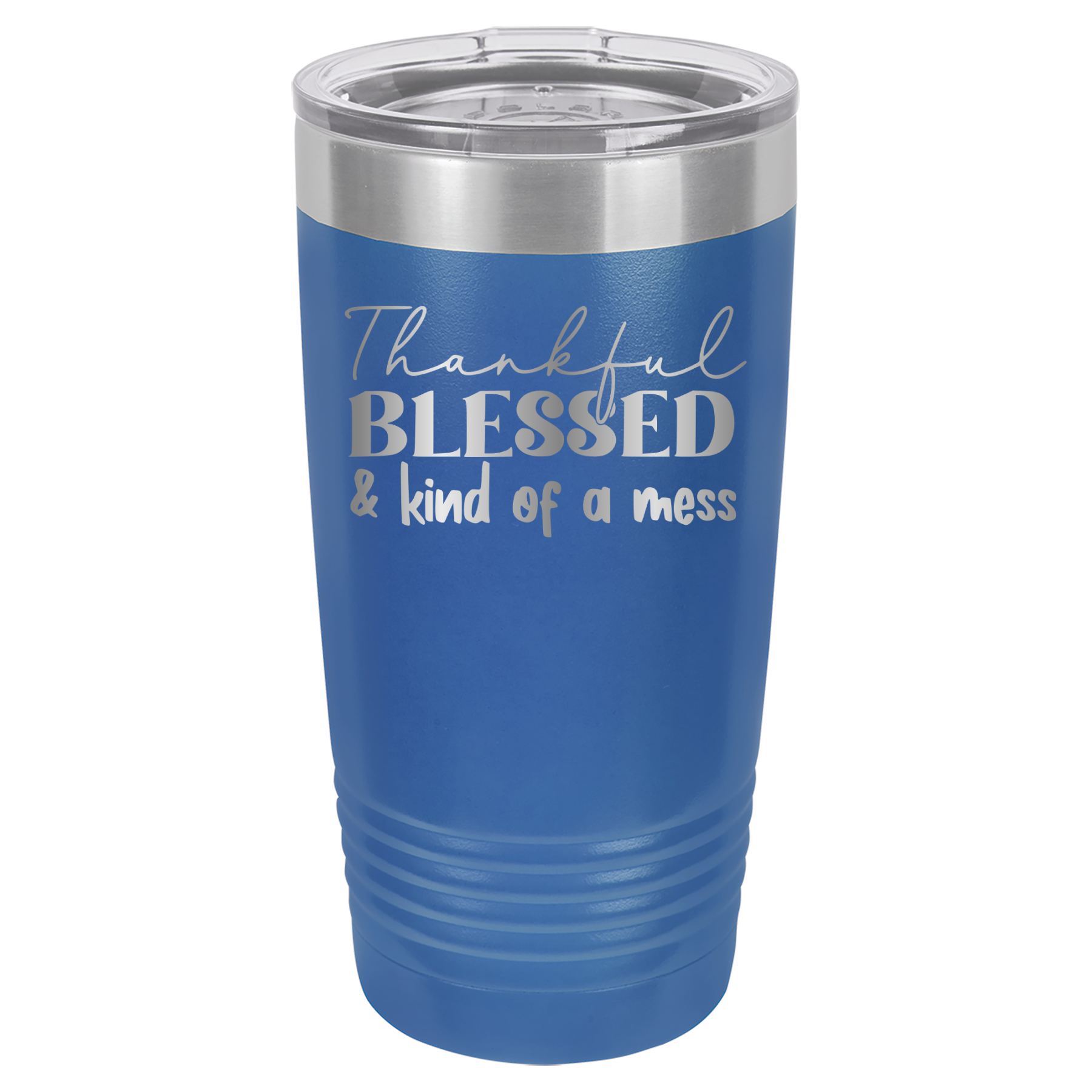 Thankful, Blessed, And Kind Of A Mess - 20oz Polar Camel Tumbler - Light Blue image