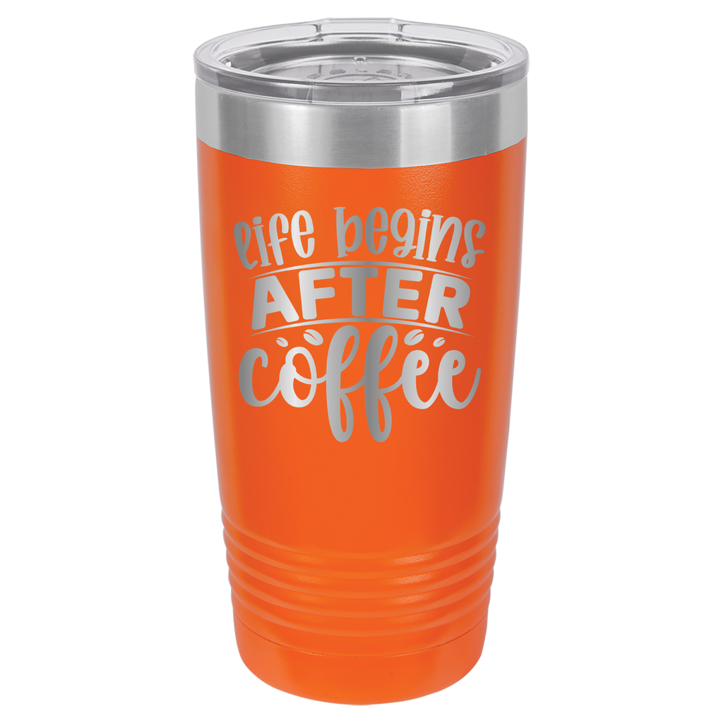 Life Begins After Coffee - 20oz Polar Camel Tumbler - Orange image