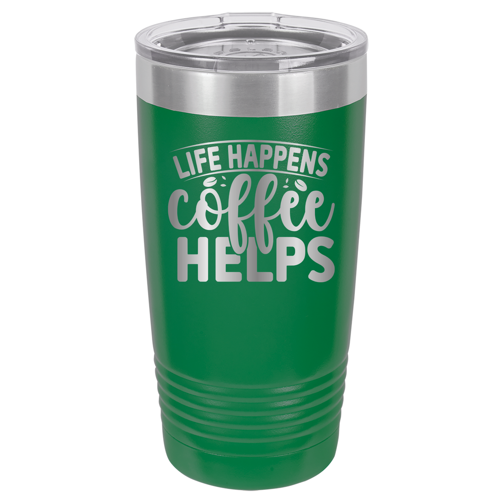 Life Happens Coffee Helps - 20oz Polar Camel Tumbler - Green image