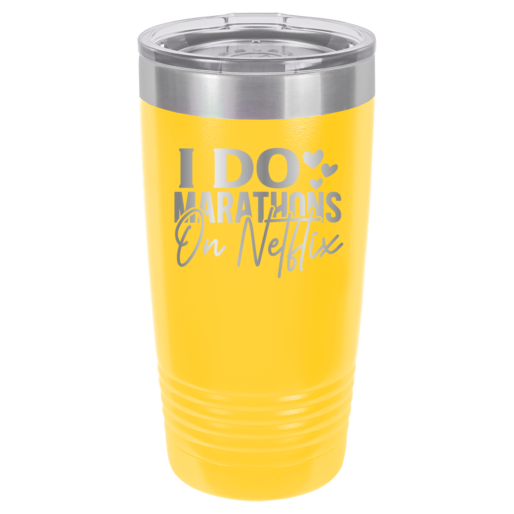 I Do Marathons On Netflix - 20oz Polar Camel Tumbler - Yellow image