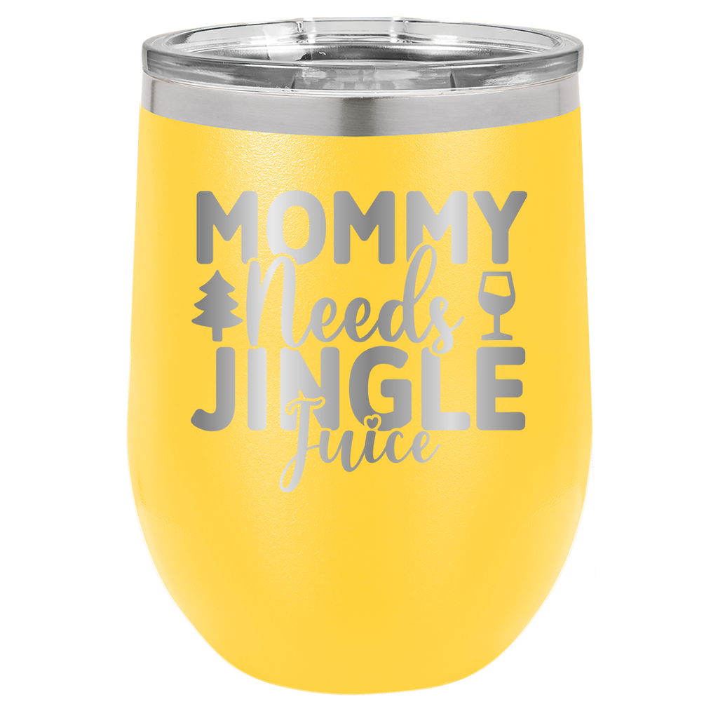 Mommy Needs Jingle Juice - 12oz Polar Camel Wine Tumbler - Yellow image