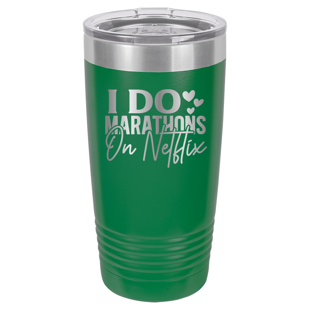 I Do Marathons On Netflix - 20oz Polar Camel Tumbler - Green image