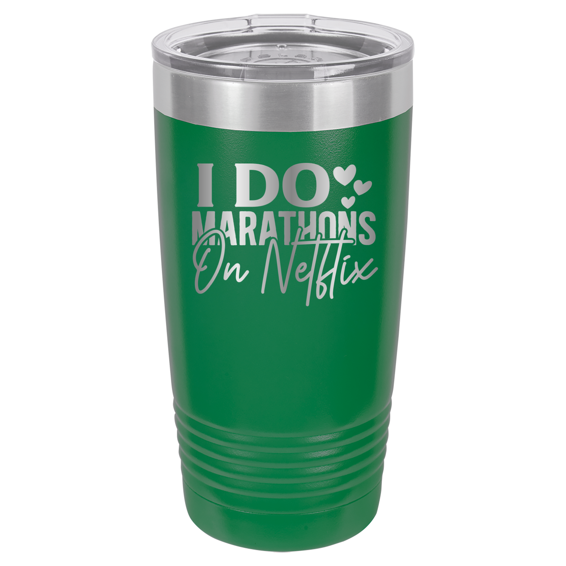 I Do Marathons On Netflix - 20oz Polar Camel Tumbler - Green image