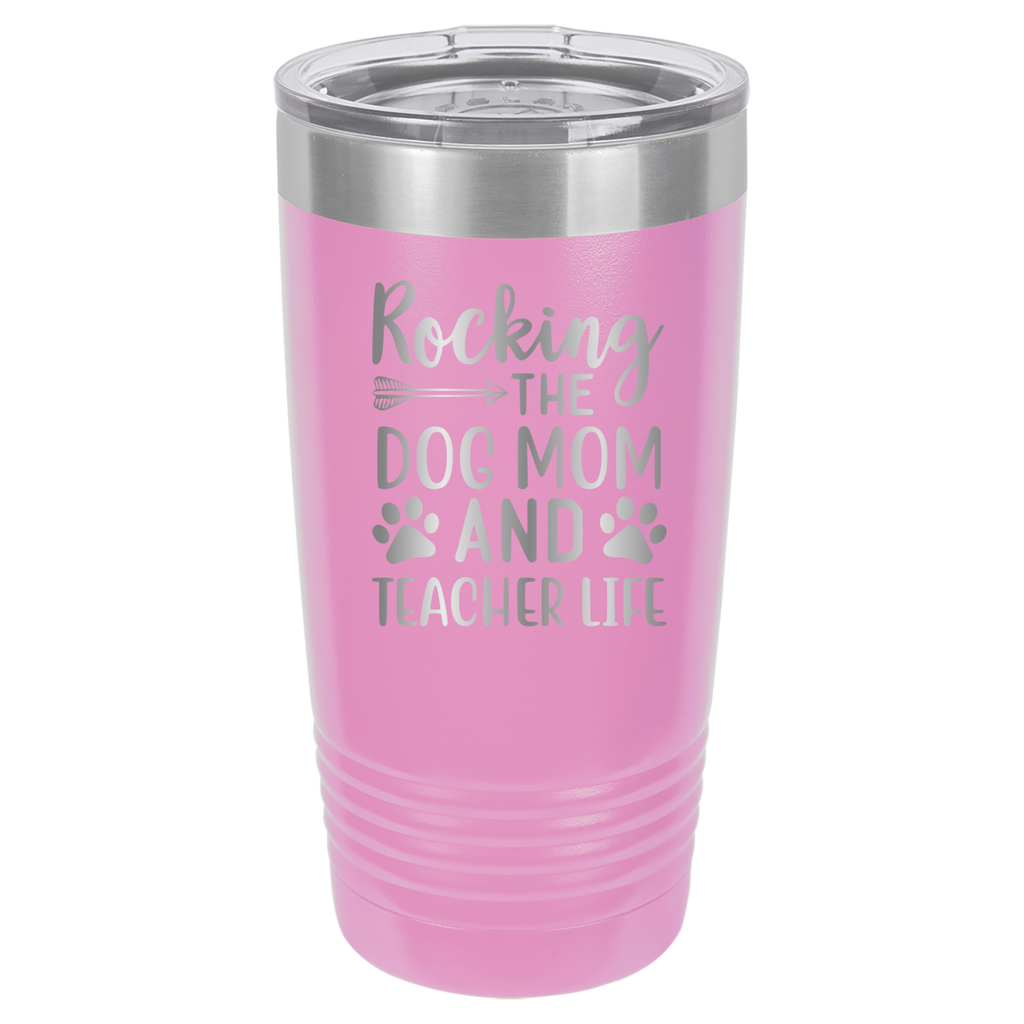 Rocking The Dog Mom And Teacher Life - 20oz Polar Camel Tumbler - Light Purple image