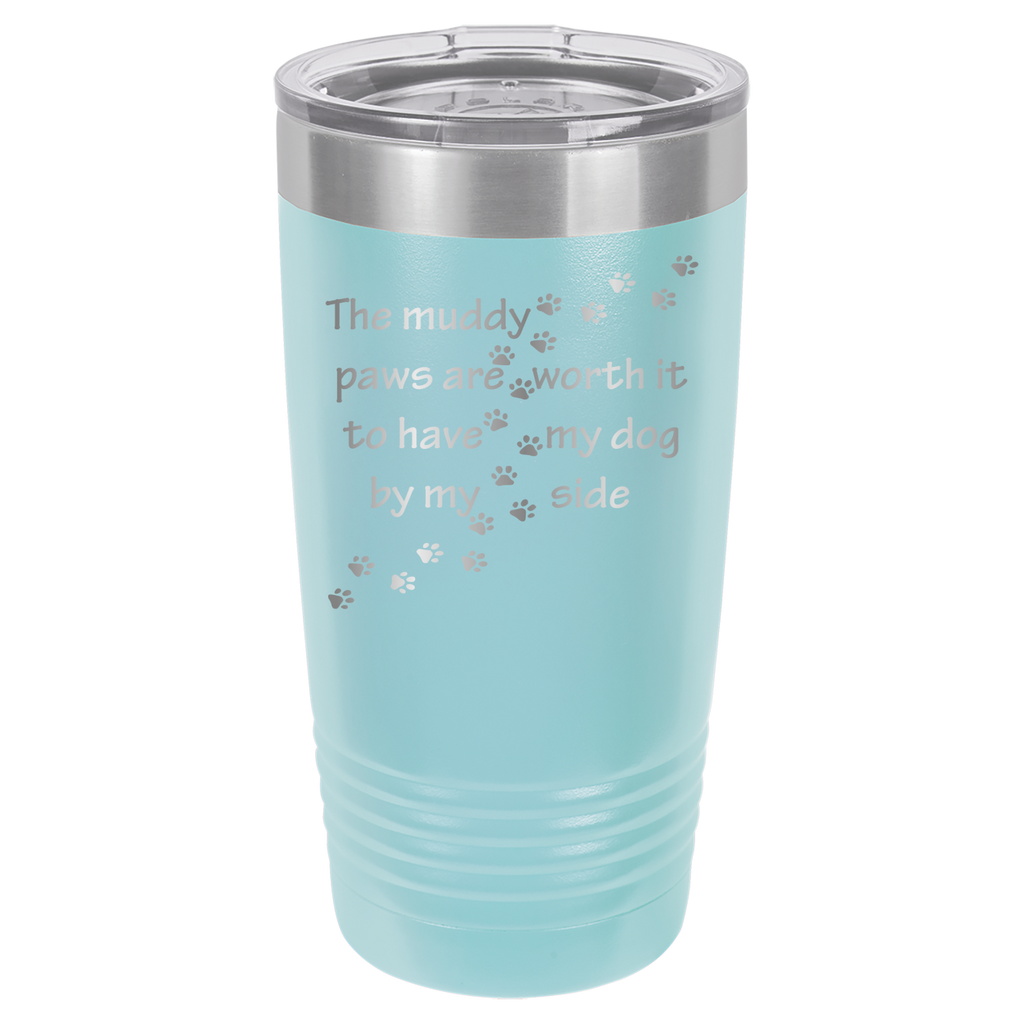 Muddy Paws - Dog 20oz Polar Camel Tumbler - Can Be Customized - Light Blue image