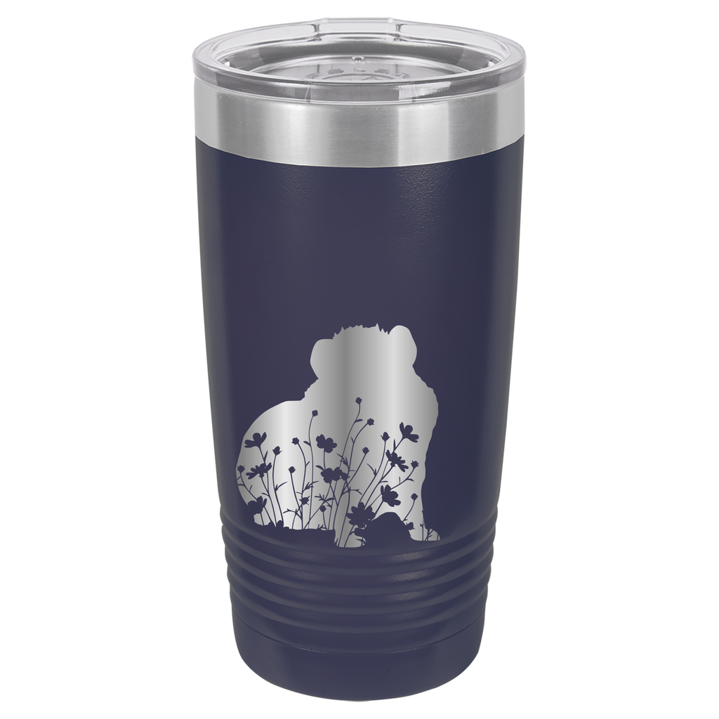 Floral Guinea Pig Design - 20oz Polar Camel Tumbler - Navy image