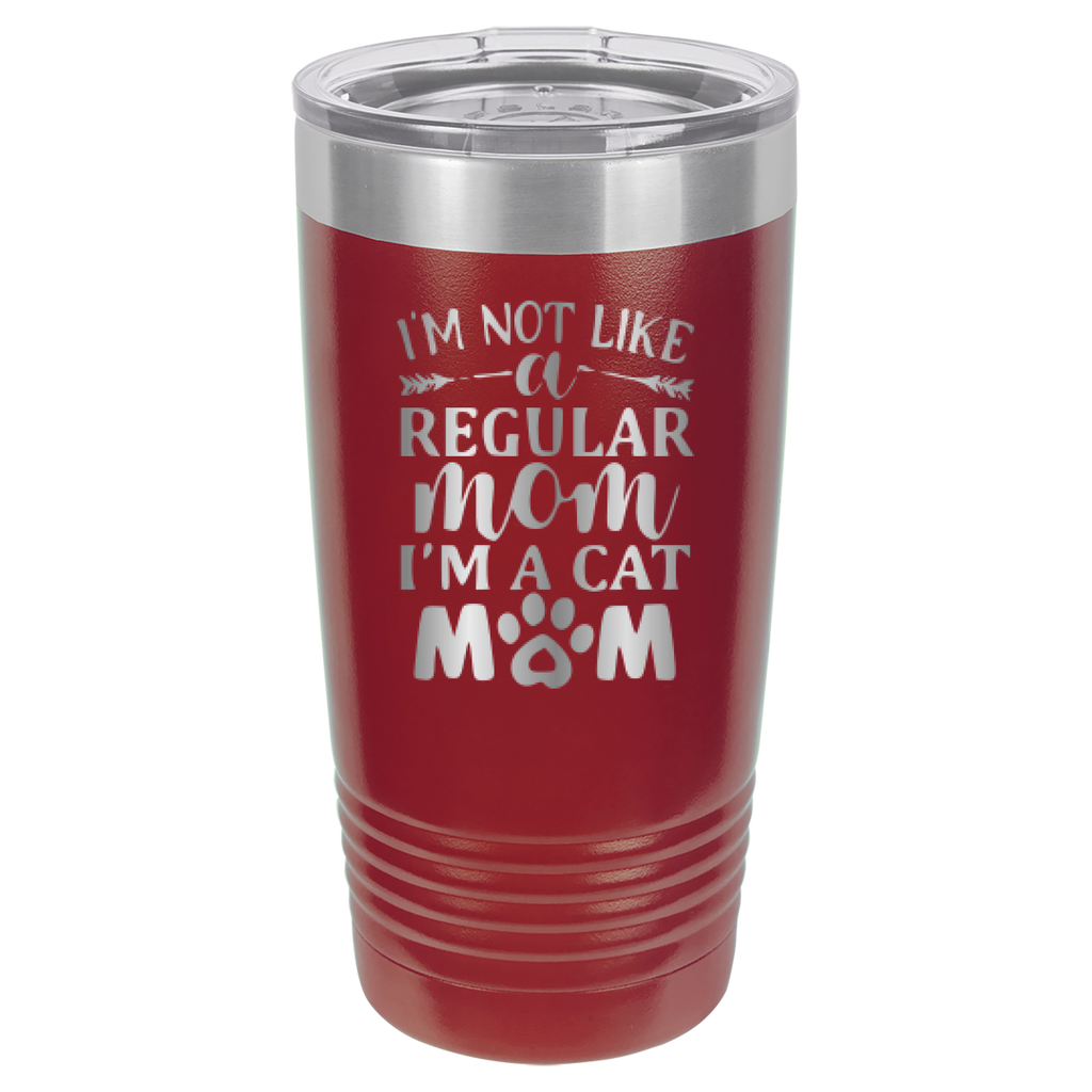 I'm Not Like A Regular Mom, I'm A Cat Mom - 20oz Polar Camel Tumbler - Maroon image