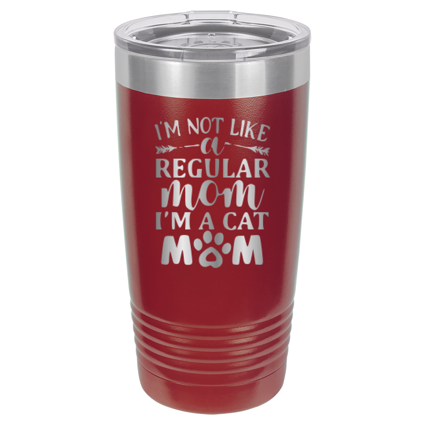 I'm Not Like A Regular Mom, I'm A Cat Mom - 20oz Polar Camel Tumbler - Maroon image