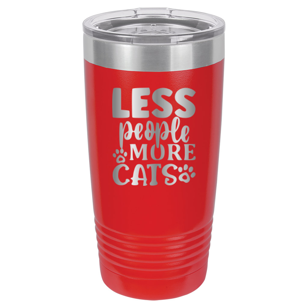 Less People More Cats - 20oz Polar Camel Tumbler - Red image