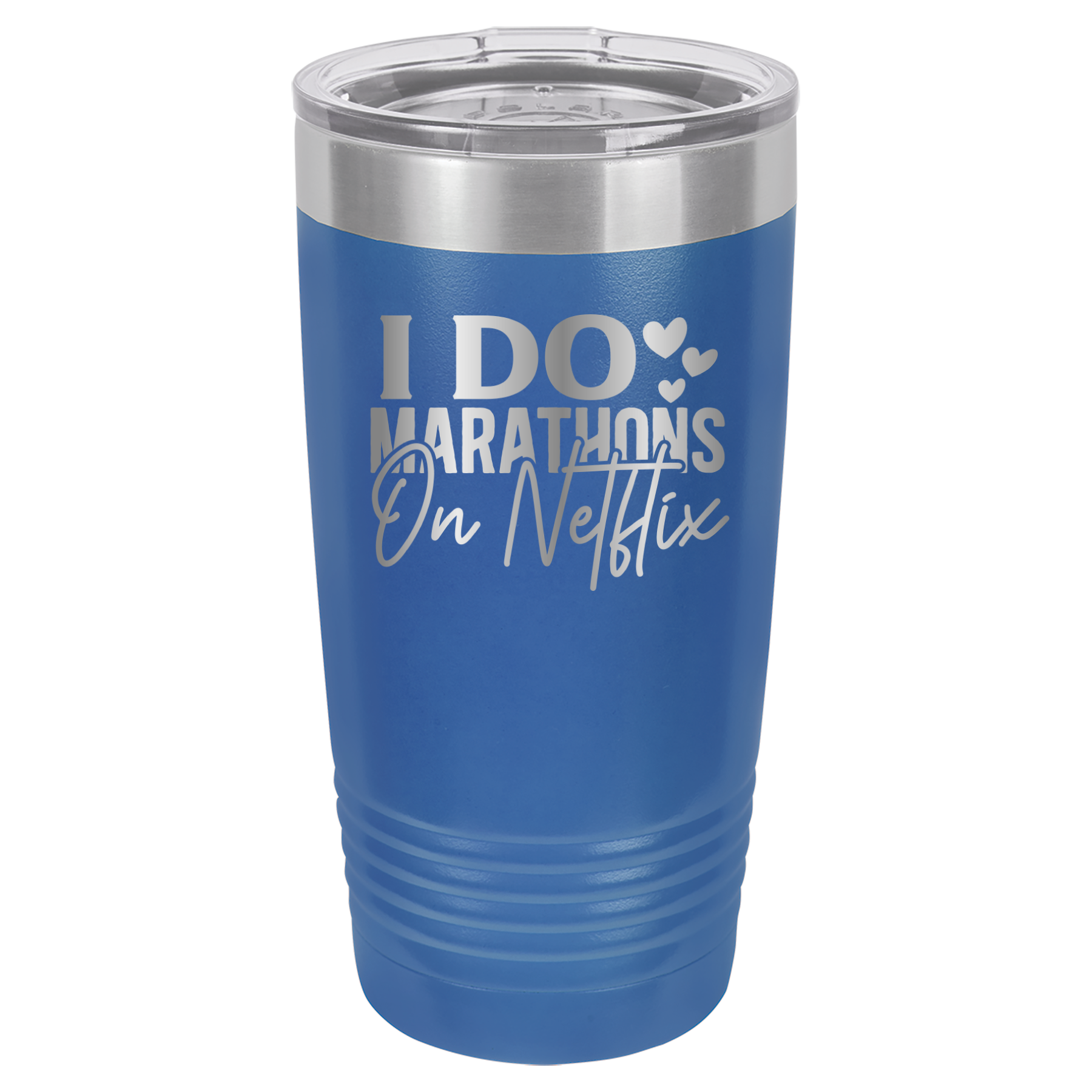 I Do Marathons On Netflix - 20oz Polar Camel Tumbler - Royal Blue image