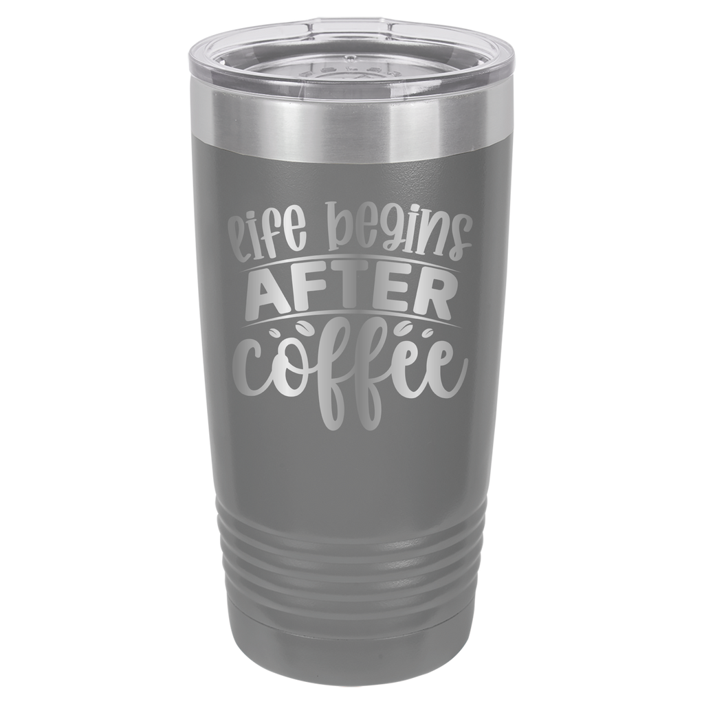 Life Begins After Coffee - 20oz Polar Camel Tumbler - Gray image