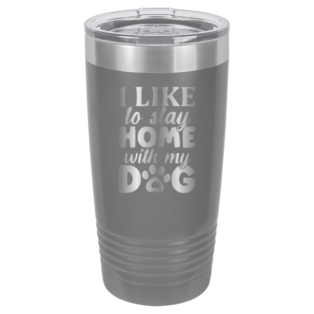 I Like To Stay Home With My Dog - 20oz Polar Camel Tumbler - Gray image