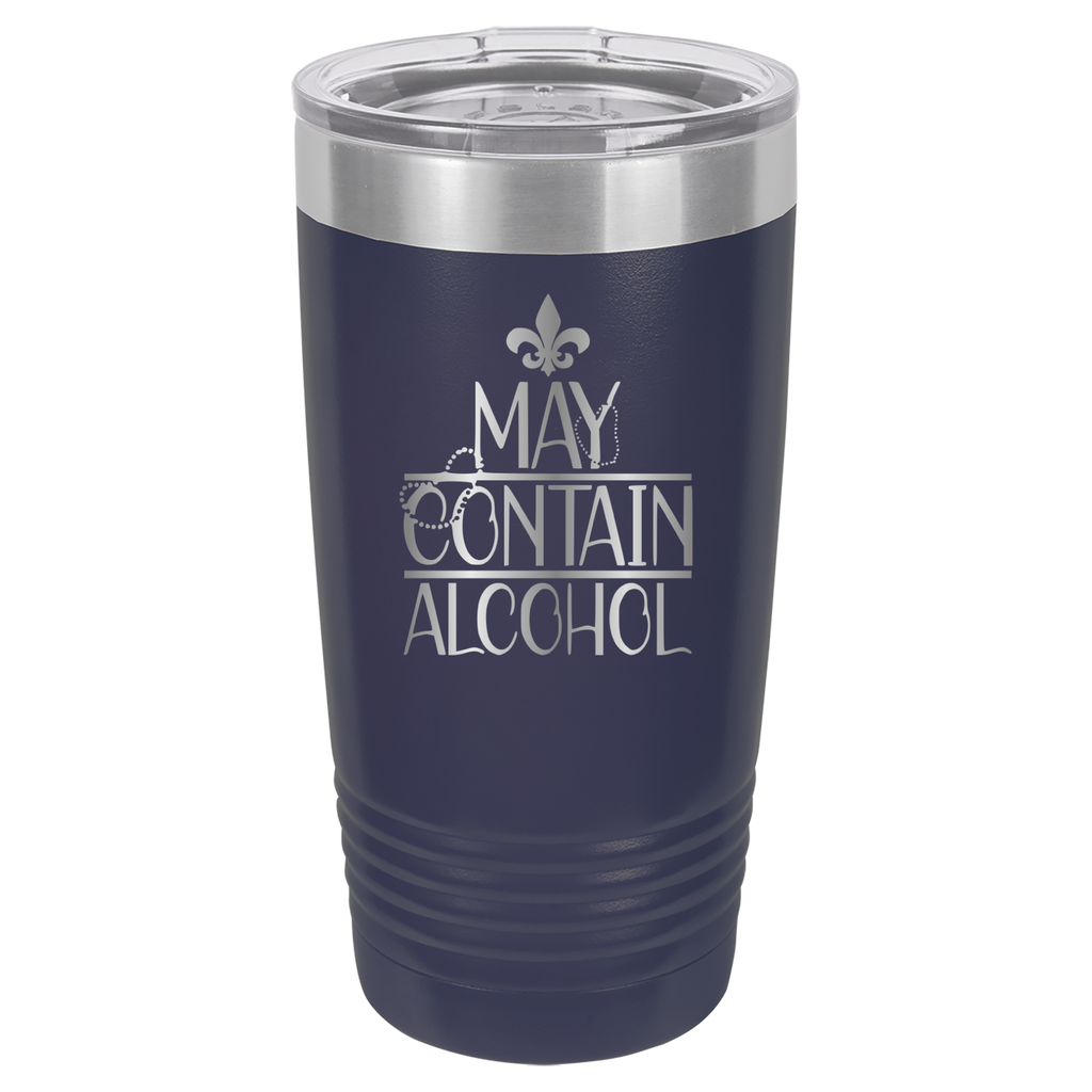 May Contain Alcohol - Mardi Gras, New Orleans, NOLA - 20oz Polar Camel Tumbler - Navy image