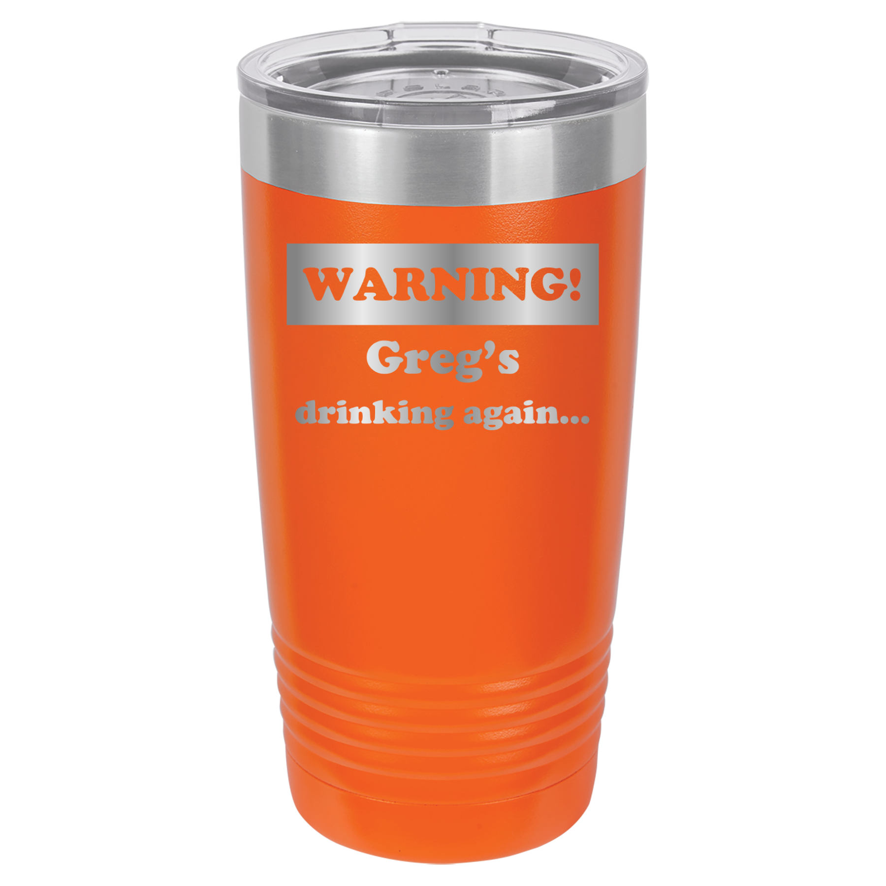 Warning! Drinking Again - 20oz Polar Camel Tumbler - Personalized - Orange image