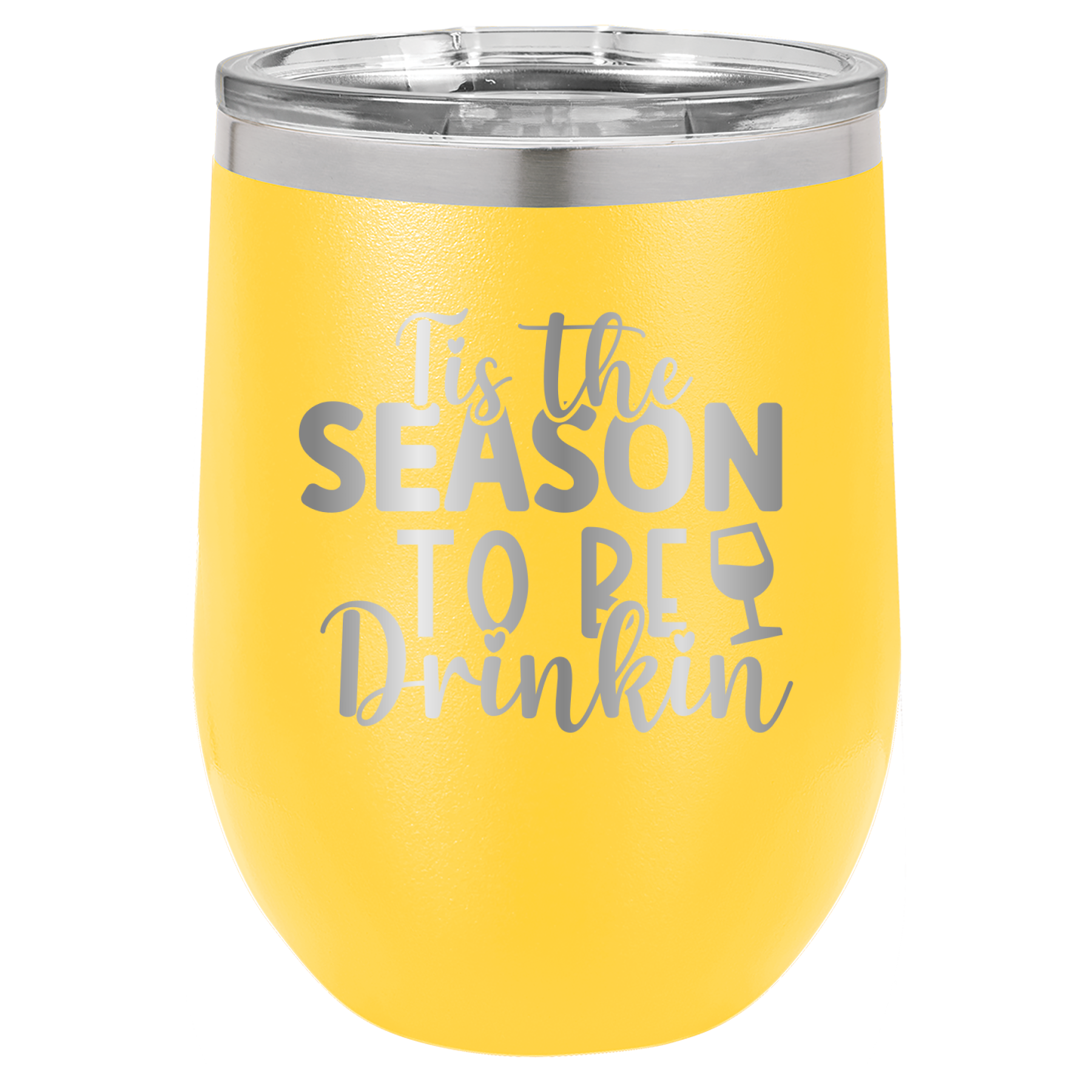Tis The Season To Be Drinkin' - 12oz Polar Camel Wine Tumbler - Yellow image
