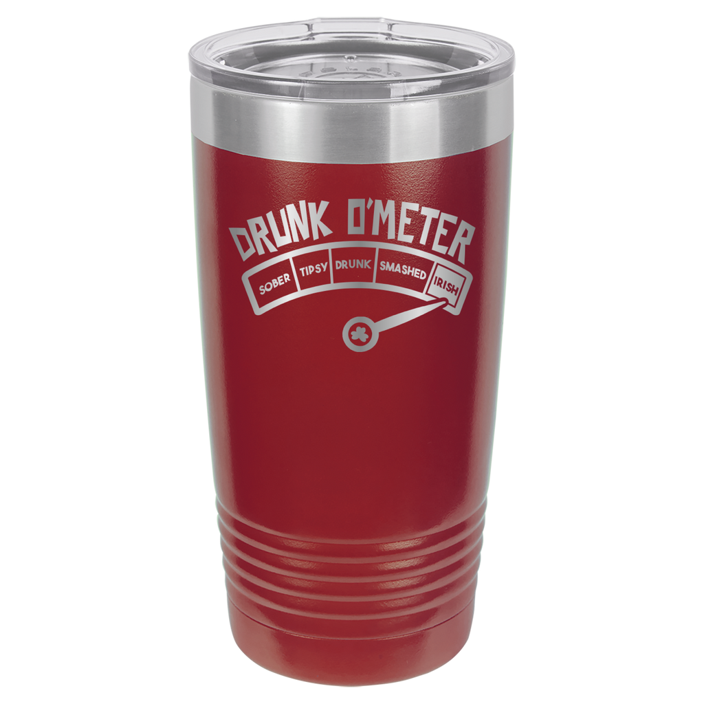 St. Patrick's Day Tumbler - How drunk?  Irish! - 20oz Tumbler - Maroon image