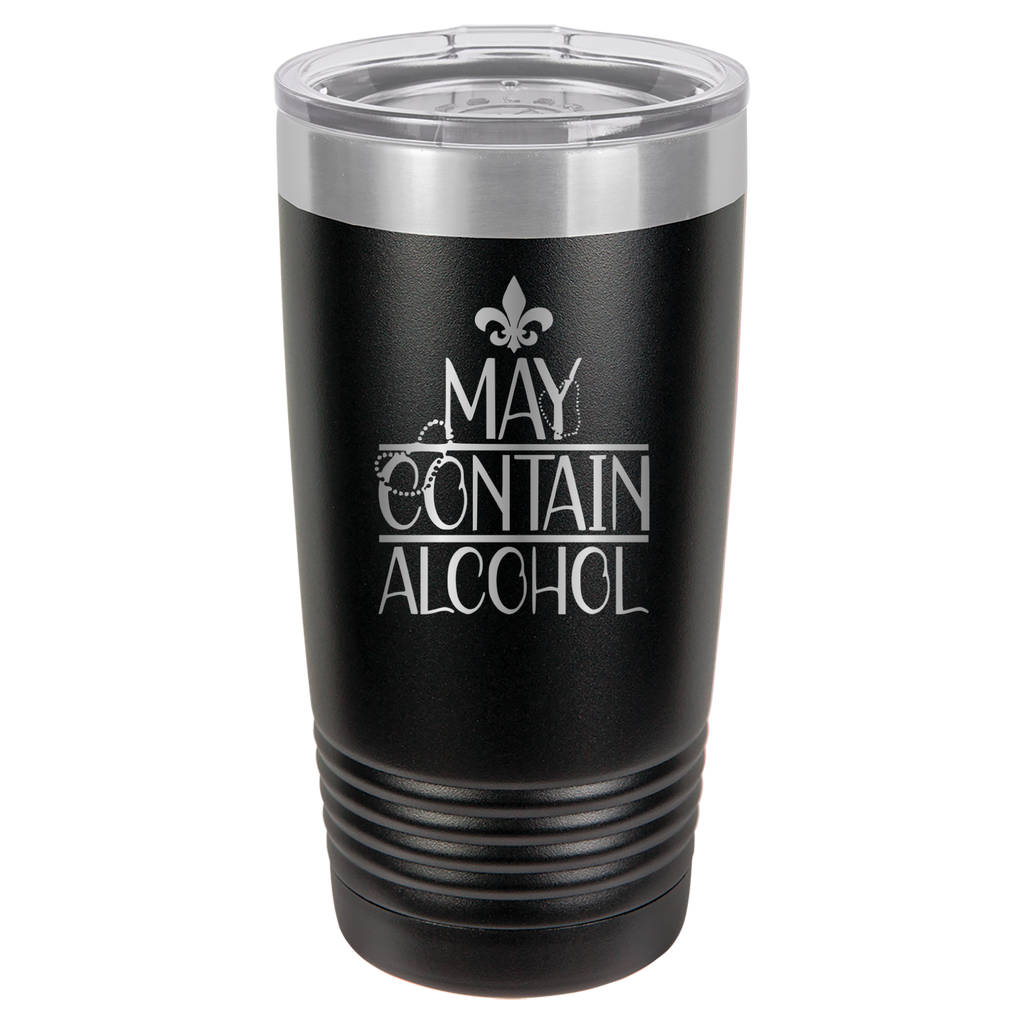 May Contain Alcohol - Mardi Gras, New Orleans, NOLA - 20oz Polar Camel Tumbler - Black image