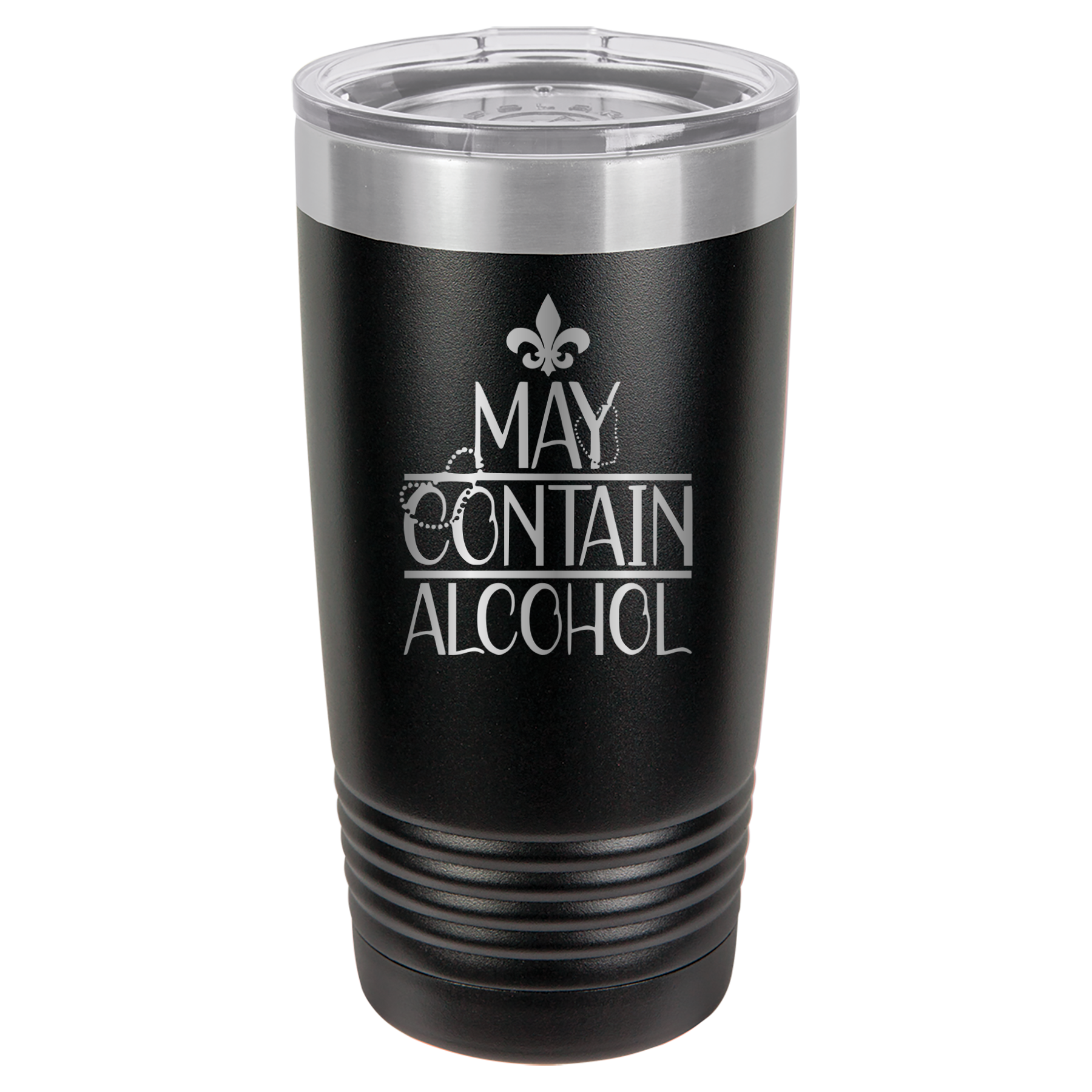 May Contain Alcohol - Mardi Gras, New Orleans, NOLA - 20oz Polar Camel Tumbler - Black image