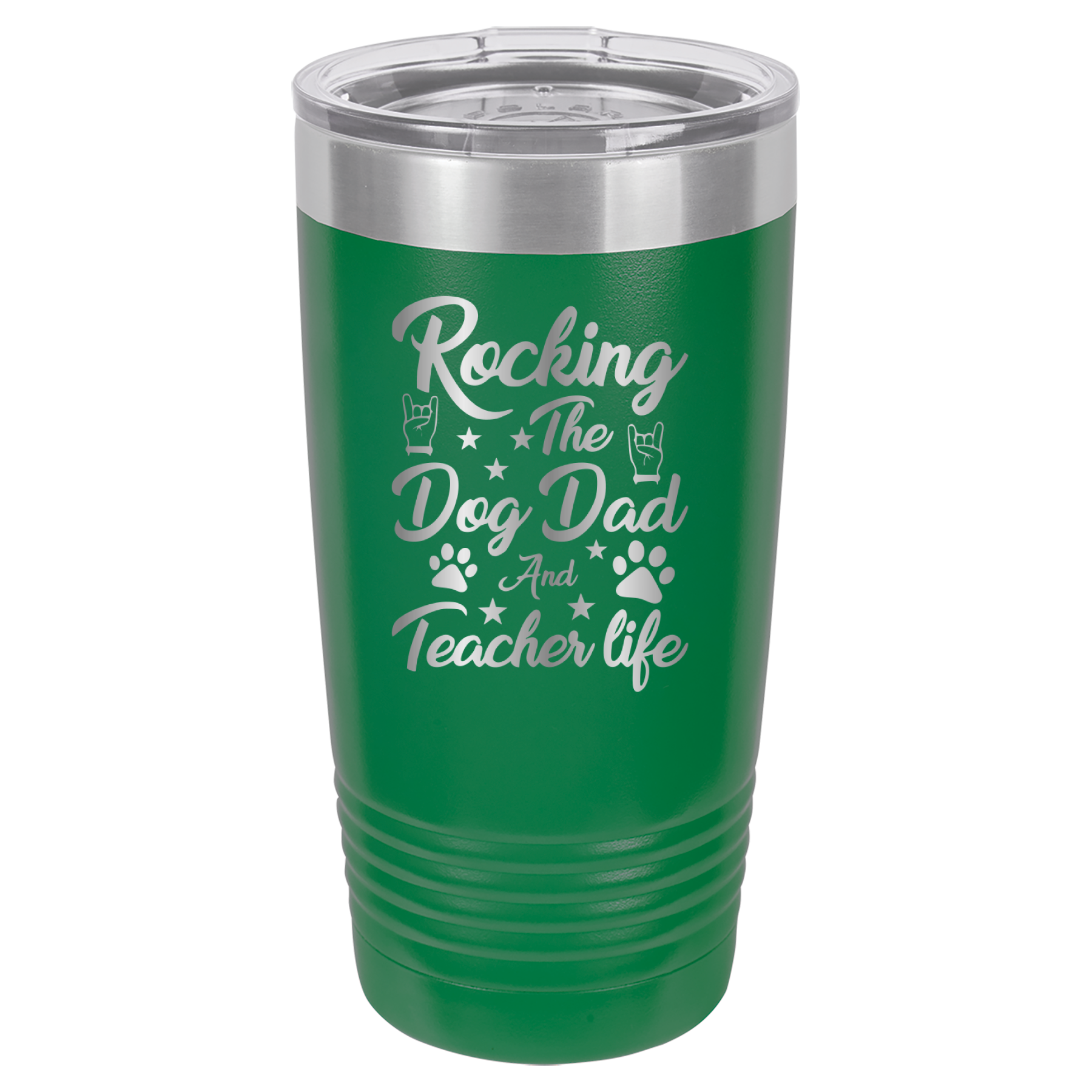 Rocking The Dog Dad And Teacher Life - 20oz Polar Camel Tumbler - Green image