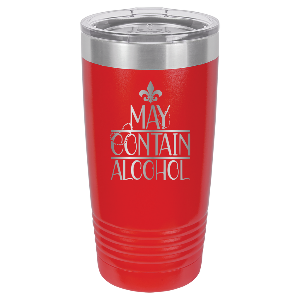 May Contain Alcohol - Mardi Gras, New Orleans, NOLA - 20oz Polar Camel Tumbler - Red image