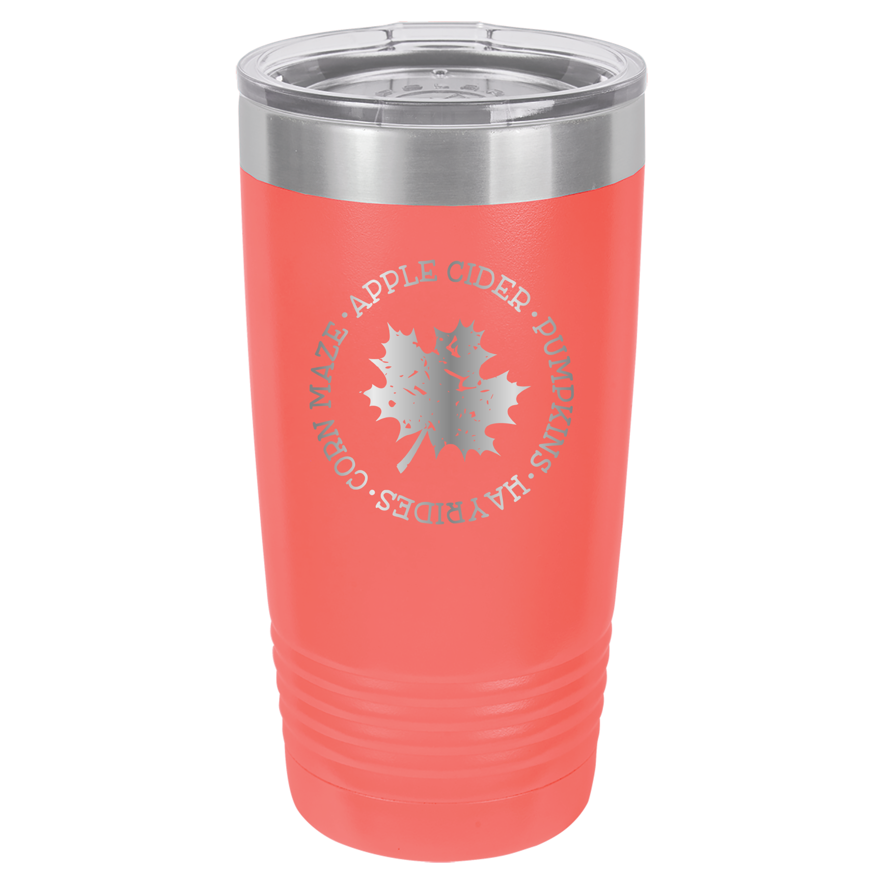 Fall Mug - Apple Cider, Hayrides, Pumpkin Spice, Corn Maze - 20oz Polar Camel Tumbler - Coral image