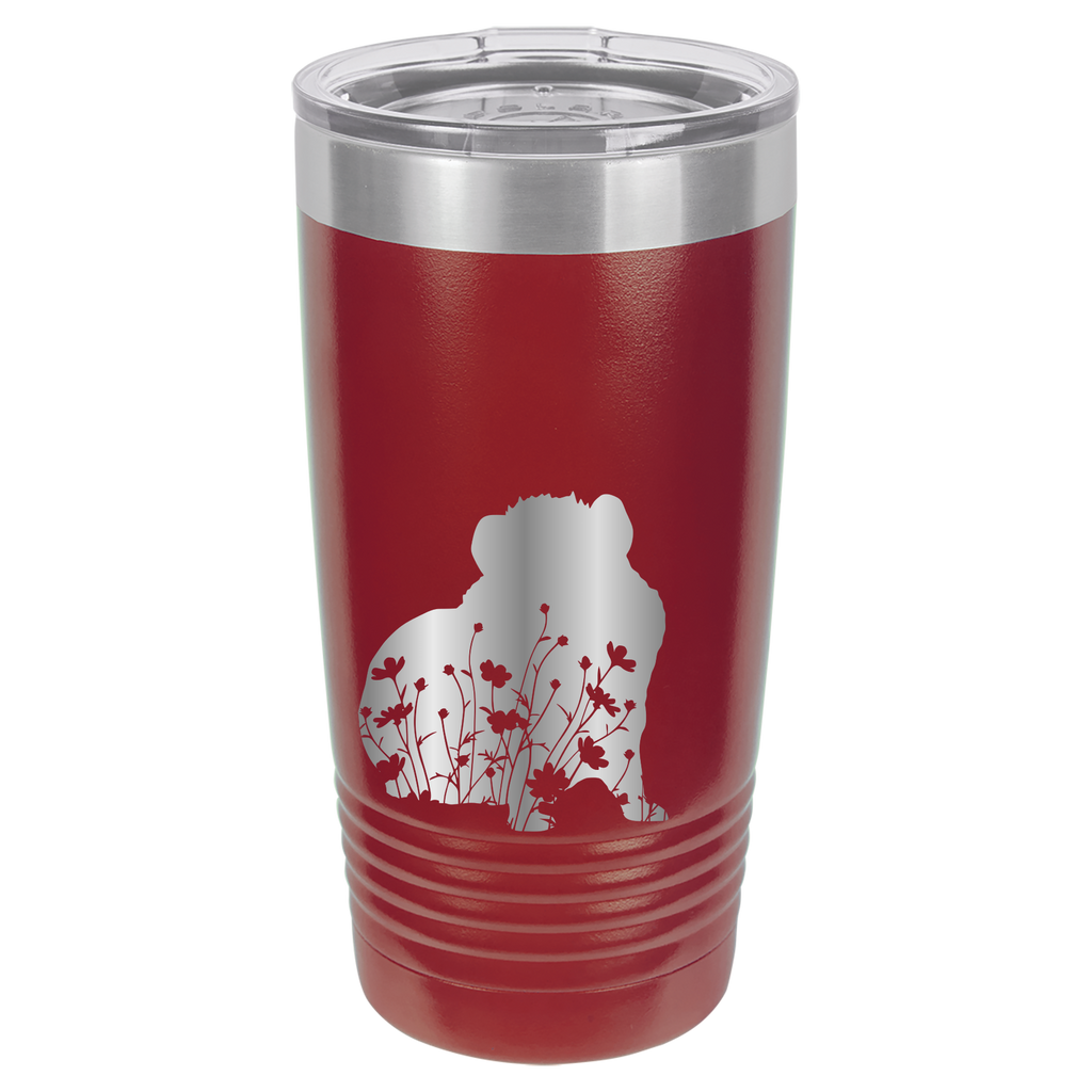 Floral Guinea Pig Design - 20oz Polar Camel Tumbler - Maroon image