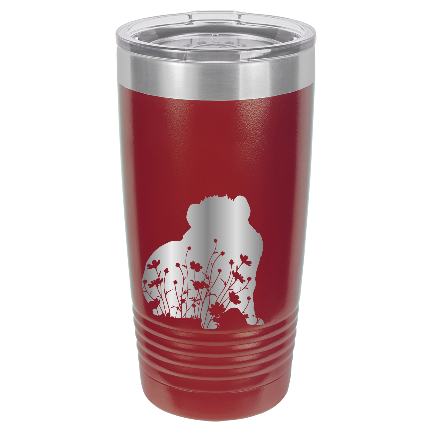 Floral Guinea Pig Design - 20oz Polar Camel Tumbler - Maroon image