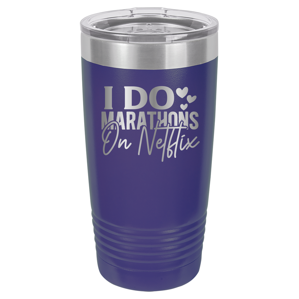 I Do Marathons On Netflix - 20oz Polar Camel Tumbler - Purple image