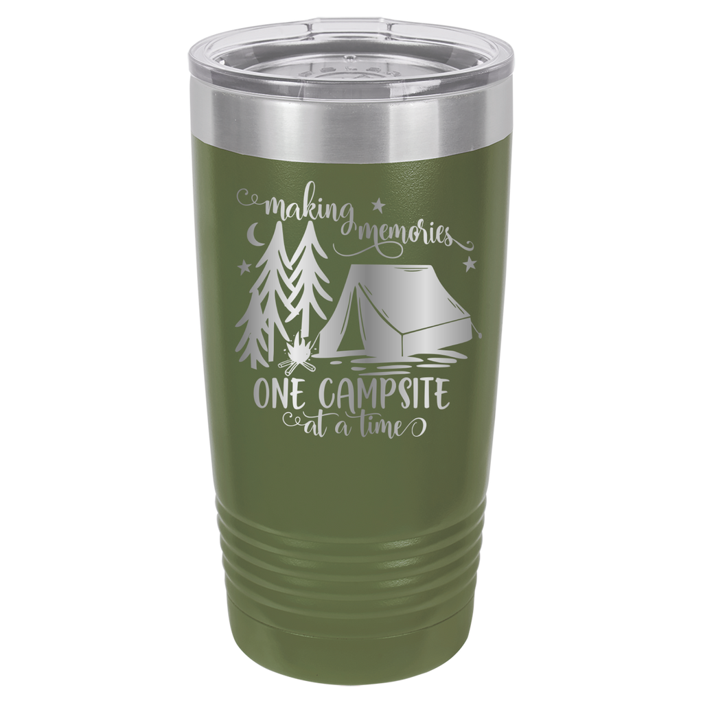 Making Memories One Campsite At A Time - 20oz Polar Camel Tumbler - Olive Green image