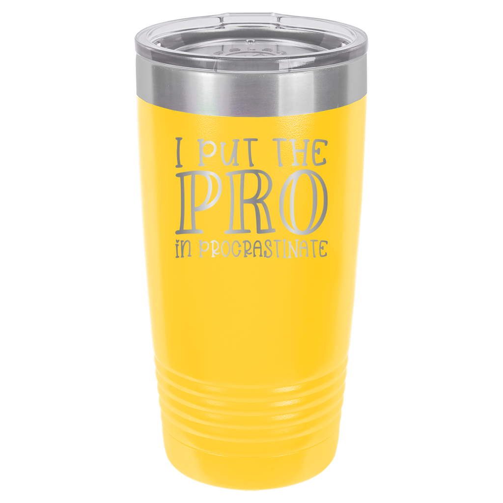 I Put the PRO in Procrastinate - Polar Camel 20oz Tumbler - Yellow image