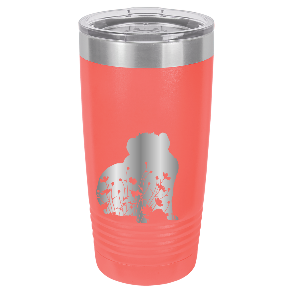 Floral Guinea Pig Design - 20oz Polar Camel Tumbler - Coral image