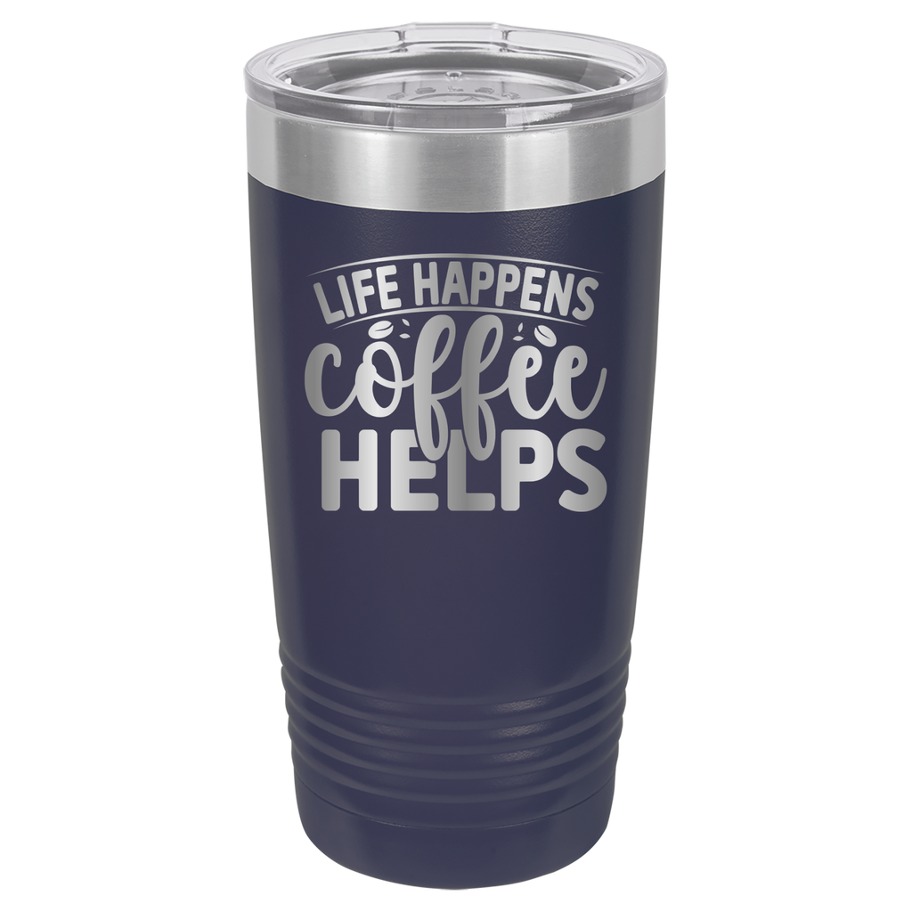 Life Happens Coffee Helps - 20oz Polar Camel Tumbler - Navy image