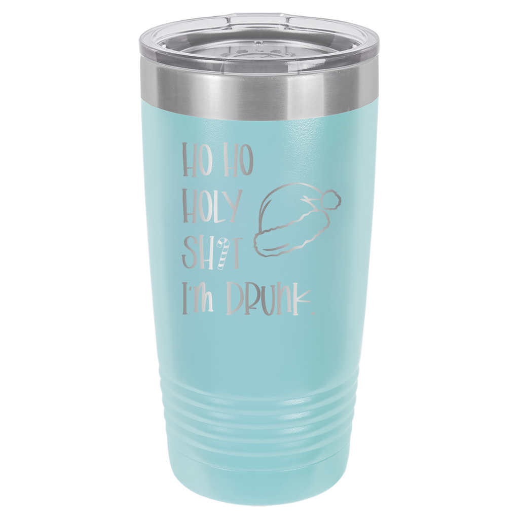 Ho Ho Holy Shit I'm Drunk - 20oz Polar Camel Tumbler - Light Blue image