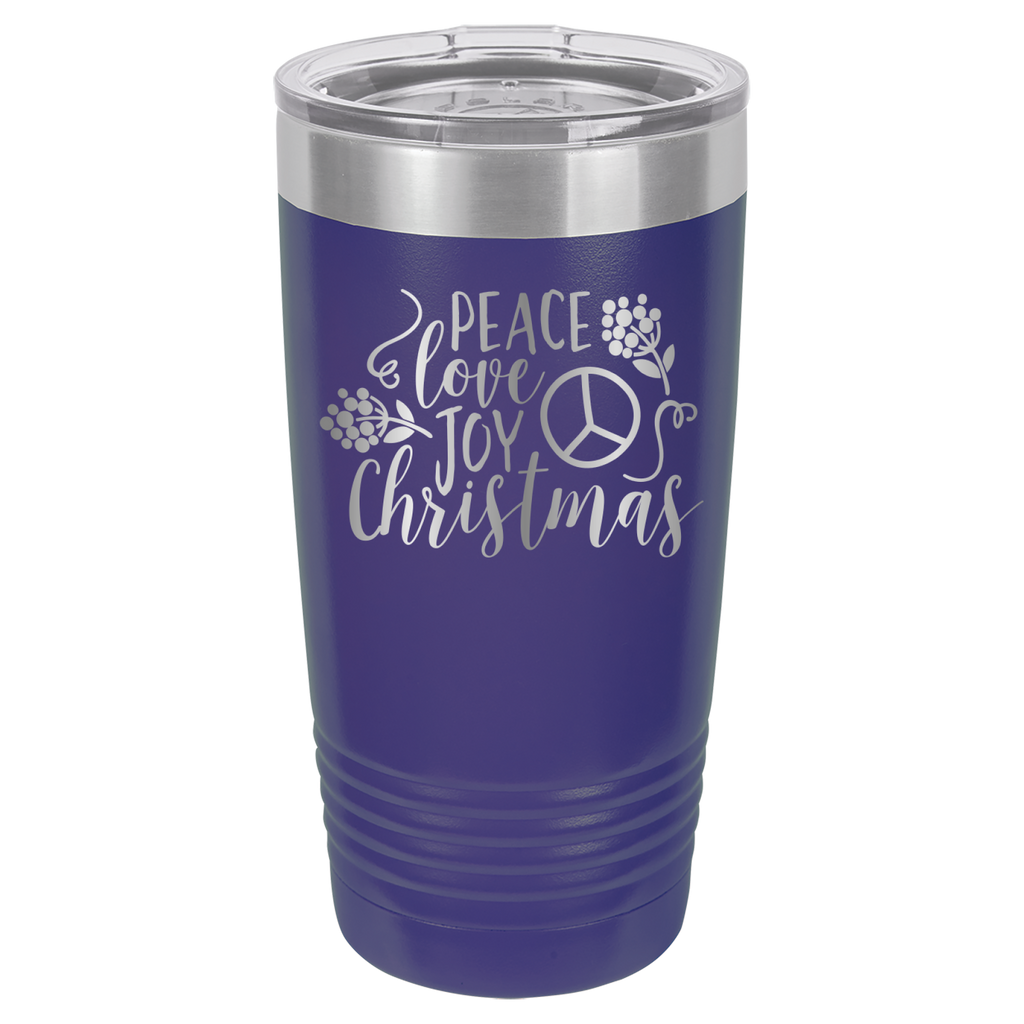 Peace Love Joy - Christmas - 20oz Polar Camel Tumbler - Purple image