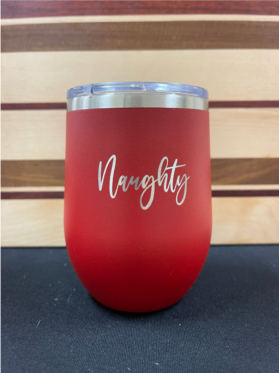 Naughty and Nice Stemless Wine Tumbler Set for Christmas image 1