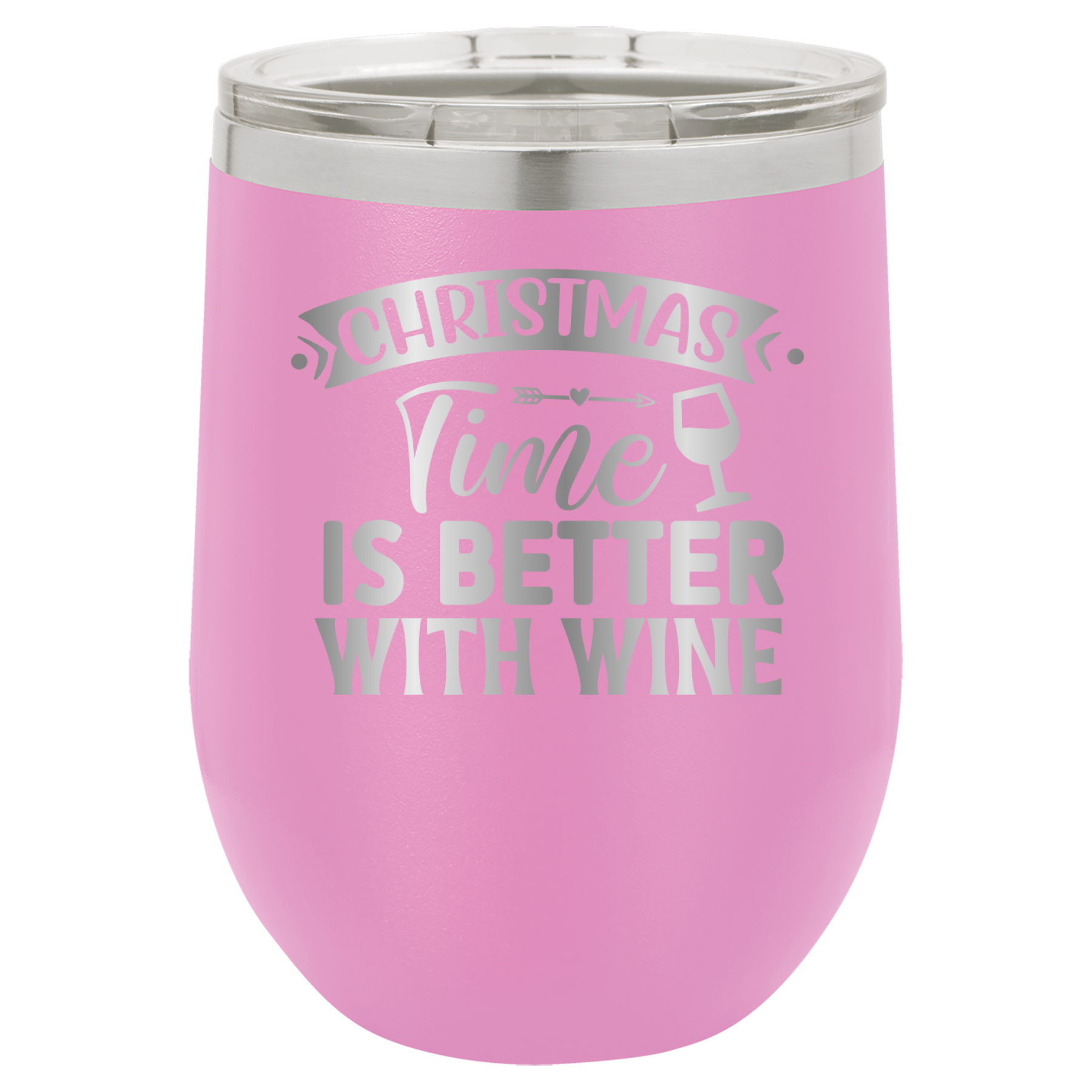Christmas Time Is Better With Wine - 12oz Polar Camel Wine Tumbler - Light Purple image