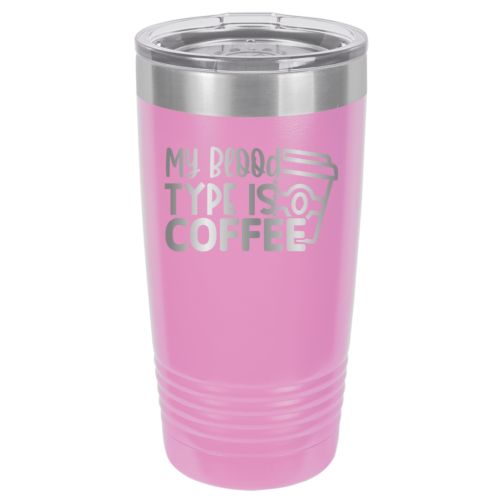 My Blood Type Is Coffee - 20oz Polar Camel Tumbler - Light Purple image