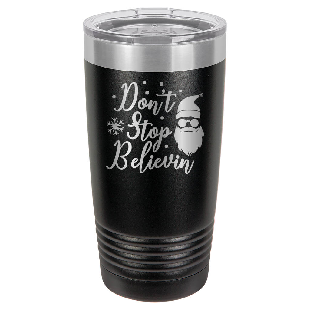 Don't Stop Believin - Santa Claus Christmas - 20oz Polar Camel Tumbler - Black image