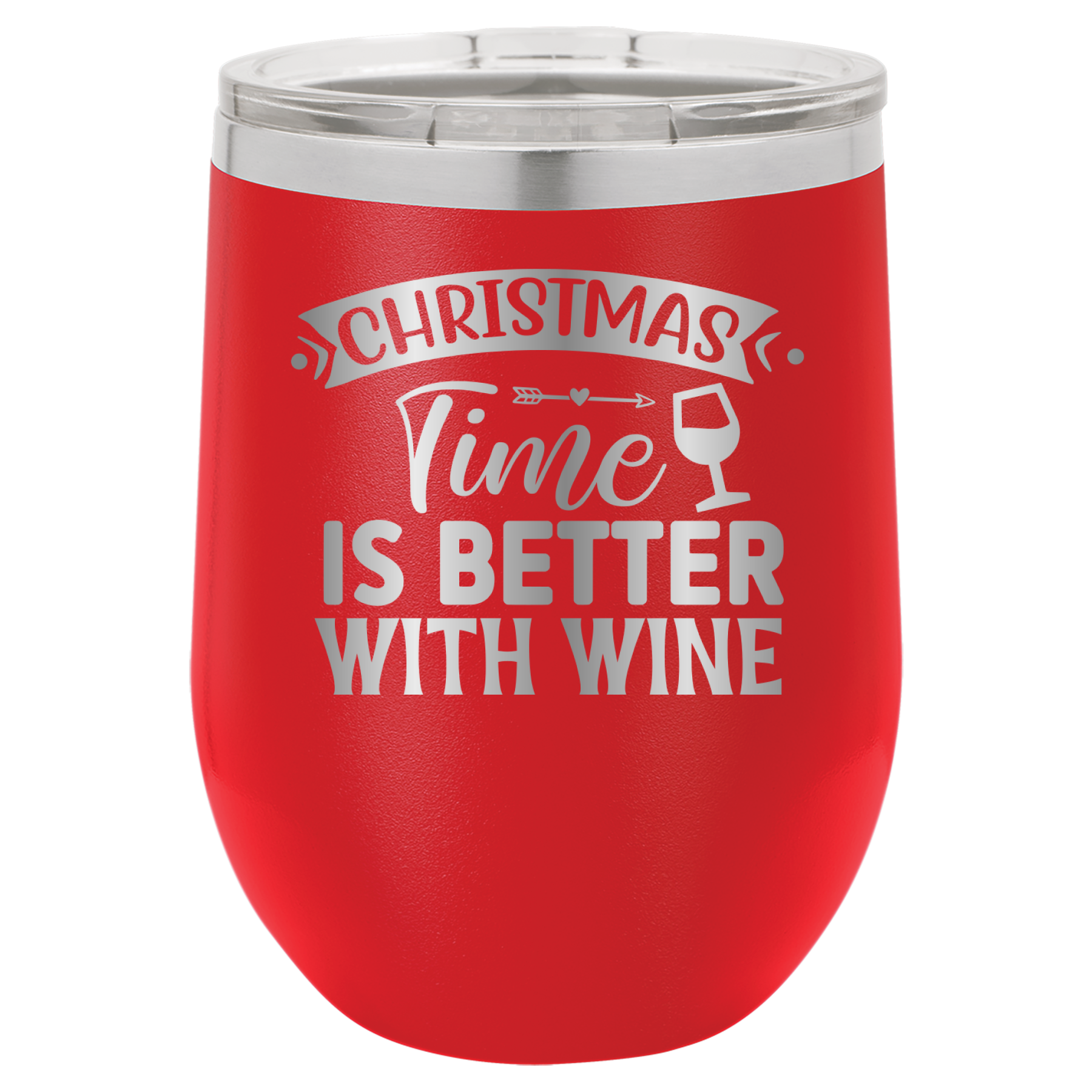 Christmas Time Is Better With Wine - 12oz Polar Camel Wine Tumbler - Red image